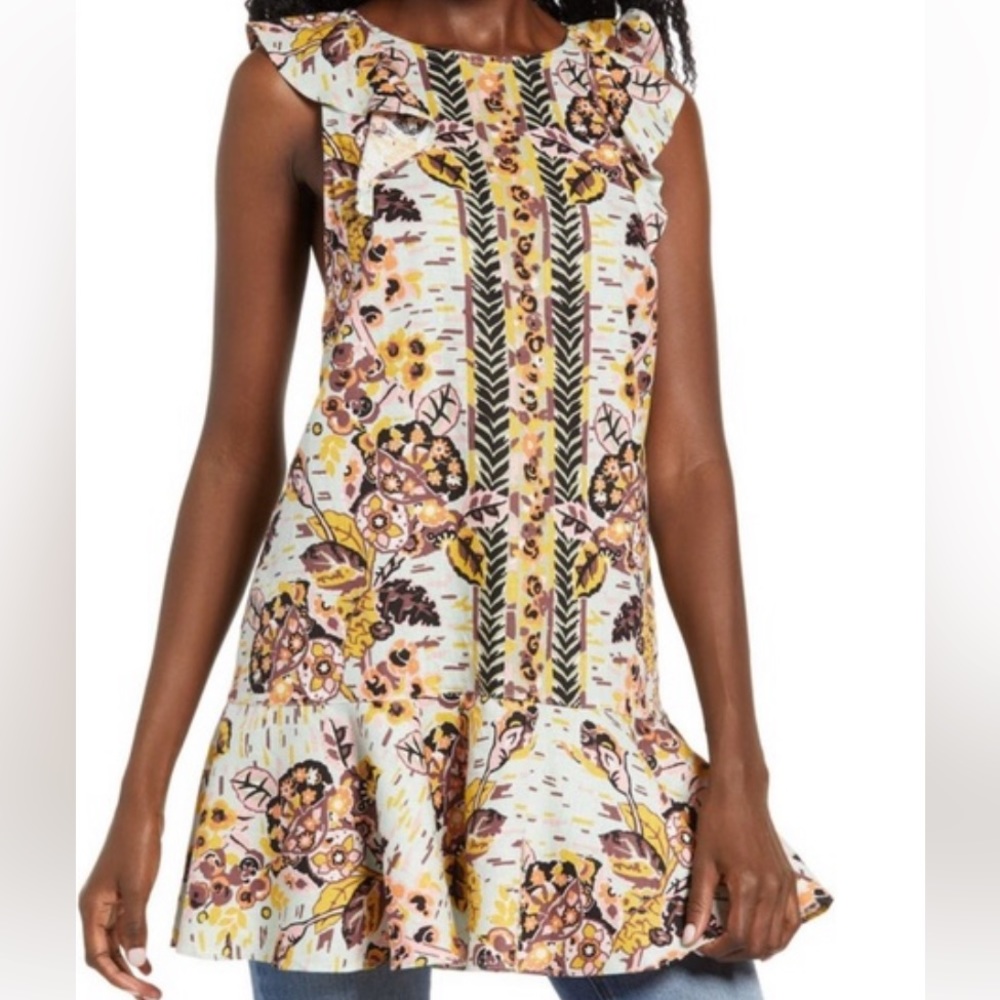 Like New- Free People Summer in Tulum Tunic Botanical Large